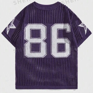 Street Life Men's Hollow-Out Knit Jersey With #86, purple, medium, NWT​